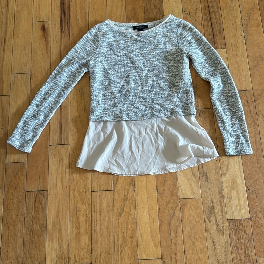 White House Black Market | layered sweater | b&w knit cream extension | size XXS